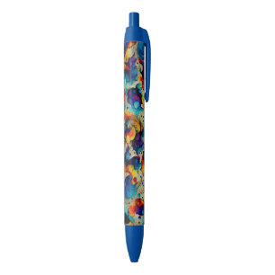 Colourful Liquid Ink Abstraction Blue Ink Pen
