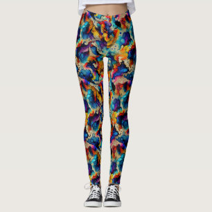 Colourful Liquid Ink Abstraction Pattern Leggings
