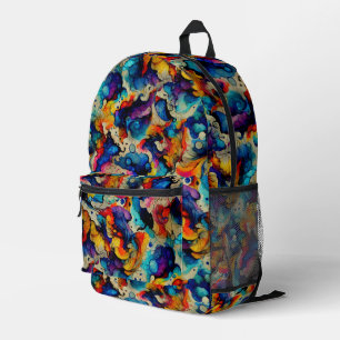 Colourful Liquid Ink Abstraction Pattern Printed Backpack