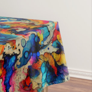 Colourful Liquid Ink Abstraction Tablecloth