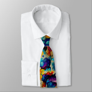 Colourful Liquid Ink Abstraction Tie