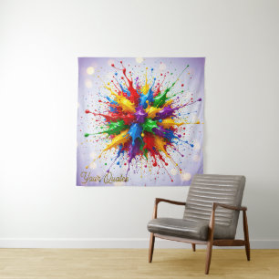 Colourful Liquid Paint Explosion Abstract Art Tapestry