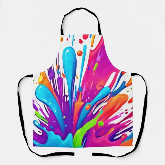 Colourful Liquid Paint Splashes Apron (Front)