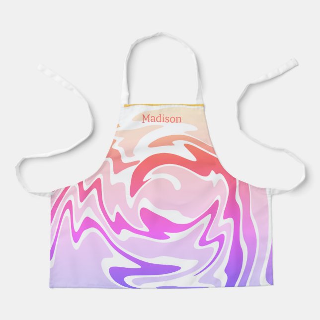 Colourful Liquid Swirl Personalised Name Apron (Front)