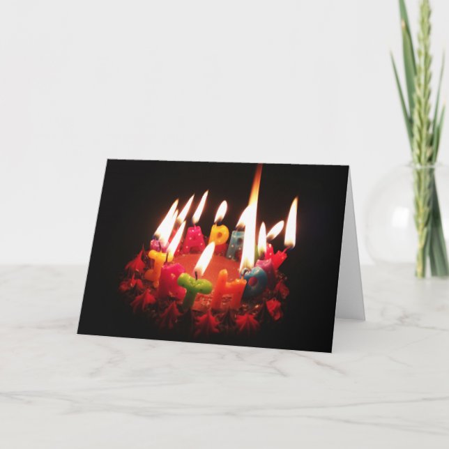 Colourful, LitC "Happy Birthday" Candles, Dark Roo Card (Front)