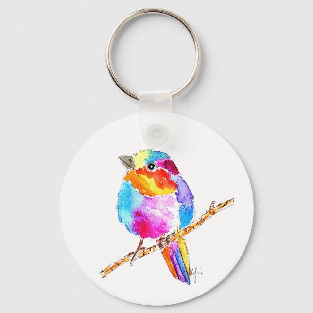 Colourful Little Bird Key Ring (Front)