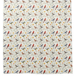 Colourful Little Birds Shower Curtain