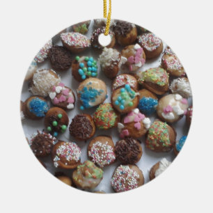 colourful little birthday cakes, food, party cake ceramic tree decoration