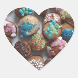 colourful little birthday cakes, food, party cake heart sticker