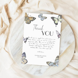 Colourful Little Butterfly Baby Shower Thank You Card