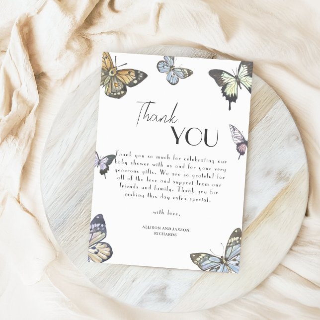 Colourful Little Butterfly Baby Shower Thank You Card (Creator Uploaded)
