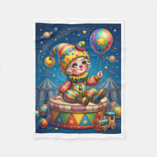 Colourful Little Circus Jester On Stage Fleece Bla Blanket
