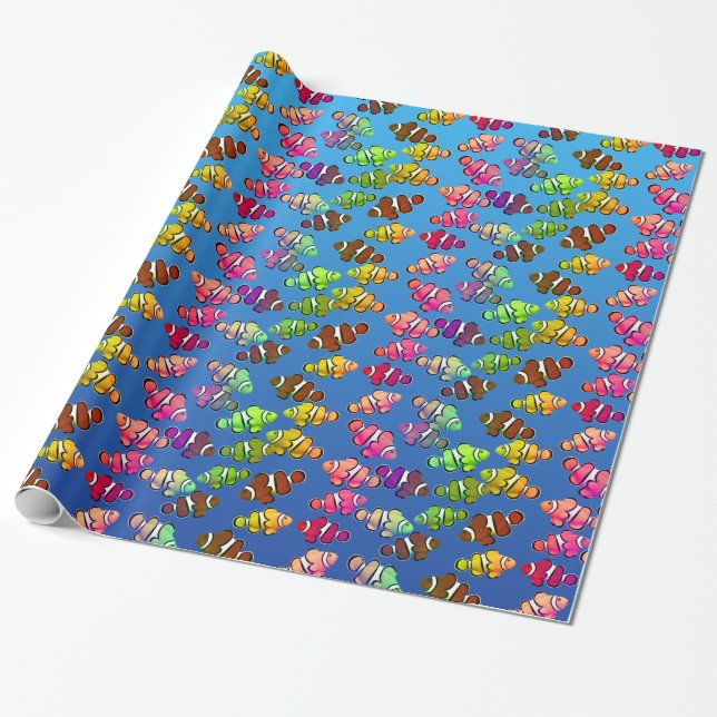 Colourful Little Clownfish Wrapping Paper (Unrolled)