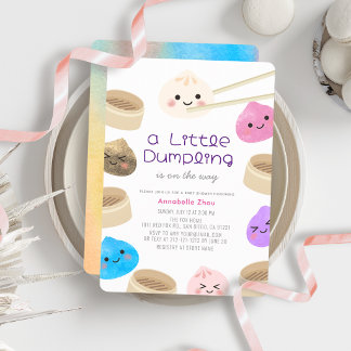 Colourful Little Dumpling Kawaii Baby Shower Invitation