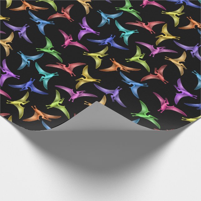 Colourful Little Flying Pterodactyls Wrapping Paper (Corner)