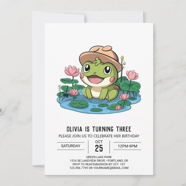 Colourful Little Frog Digital Birthday Invitation (Front)
