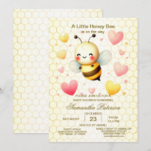 Colourful Little Honey Bee Baby Shower Cute Invitation