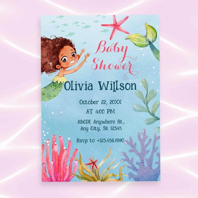 Colourful Little Mermaid baby shower Invitation (Creator Uploaded)