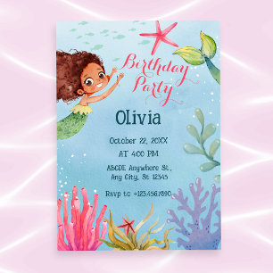 Colourful Little Mermaid Birthday Invitation