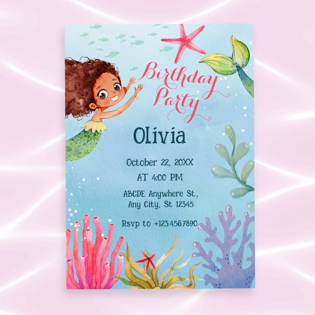 Colourful Little Mermaid Birthday Invitation (Creator Uploaded)