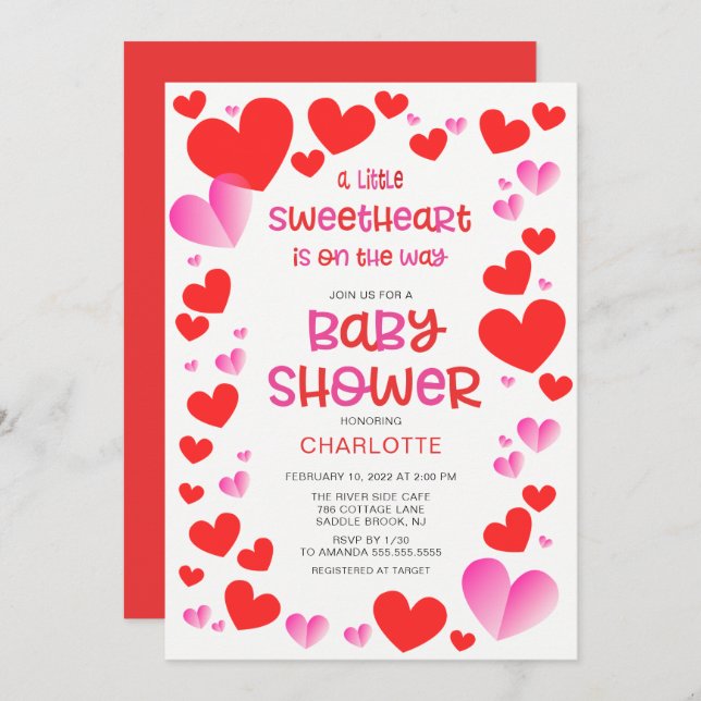Colourful Little Sweetheart Girls Baby Shower  Invitation (Front/Back)
