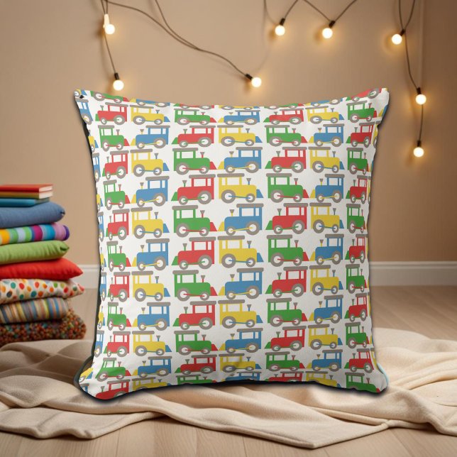 Colourful Little Trains Pattern Cushion (Creator Uploaded)