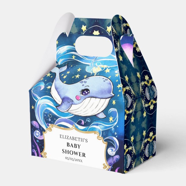 Colourful Little Whale Baby Shower Favour Box (Front Side)