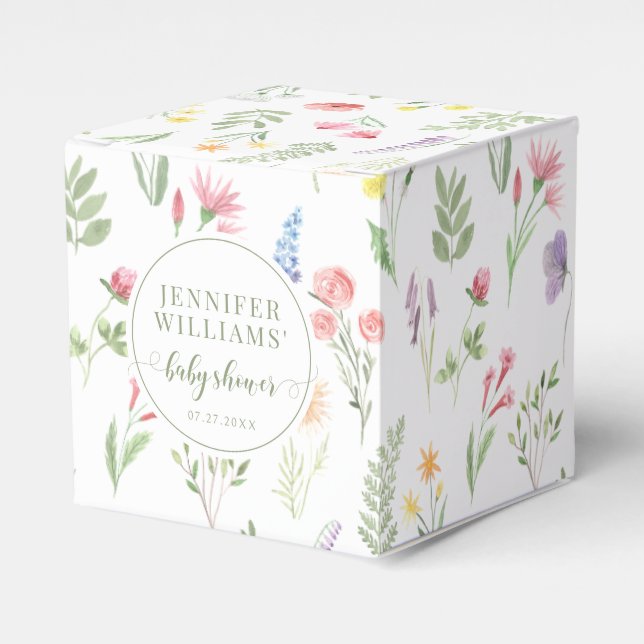 Colourful little wildflower baby girl shower favour box (Front Side)