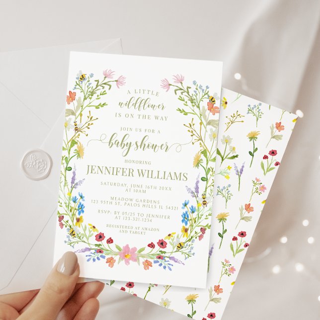Colourful little wildflower boho baby girl shower invitation (Creator Uploaded)