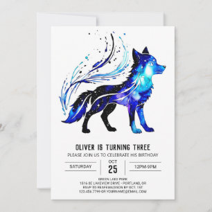 Colourful Little Wolf Digital Boy Birthday Invitation