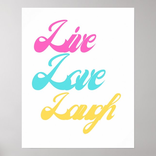 Colourful Live Love Laugh Script Poster | Cheerful (Front)