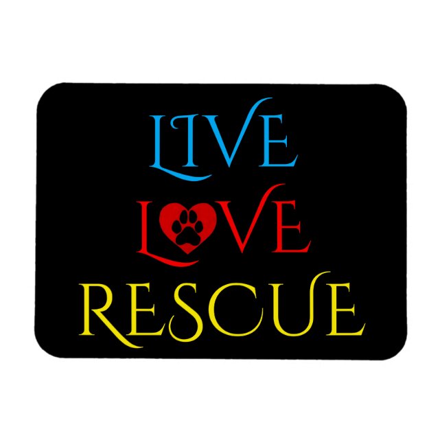 Colourful Live Love Rescue Pet Adoption Magnet (Horizontal)