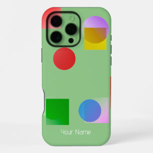 Colourful Lively Circles & Squares, Sage Green Nam iPhone 16 Pro Max Case