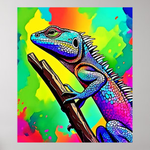Colourful Lizard Art Design Poster