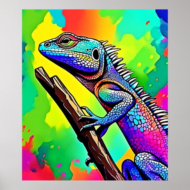 Colourful Lizard Art Design Poster (Front)