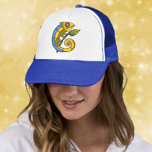 Colourful Lizard on a Branch Trucker Hat