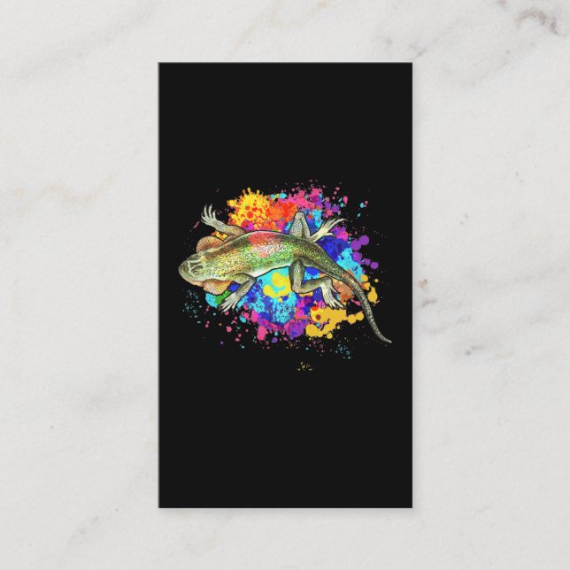 Colourful Lizard Splash Art Reptile Business Card (Front)