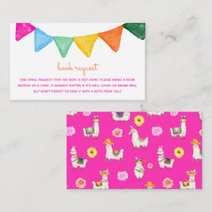 Colourful Llama Baby Shower Book Request Enclosure Card