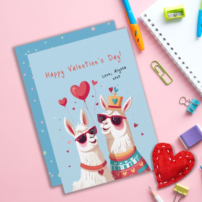 Colourful Llama Kids Classroom Valentine's Day Card (Colorful Llama Kids Classroom Valentine's Day Card)