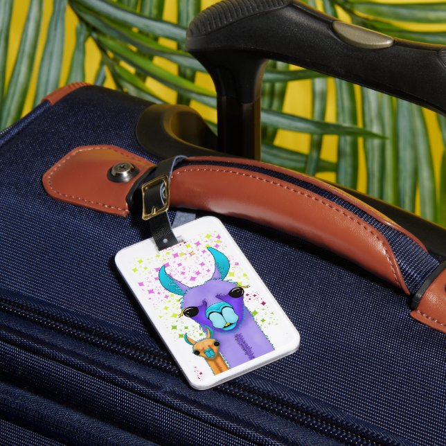 Colourful Llama Luggage Tag (Front Insitu 1)
