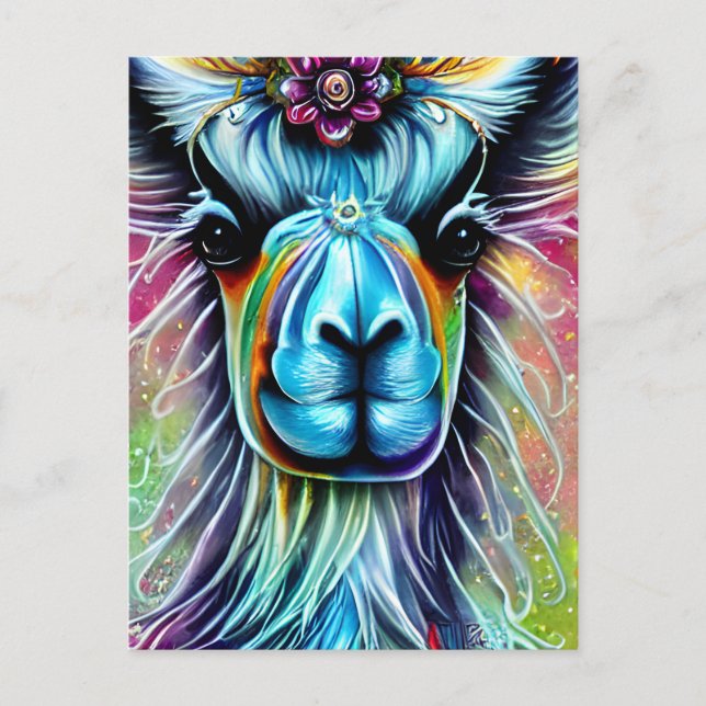 Colourful Llama Postcard (Front)
