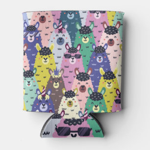 Colourful Llamas Childish Seamless Background Can Cooler