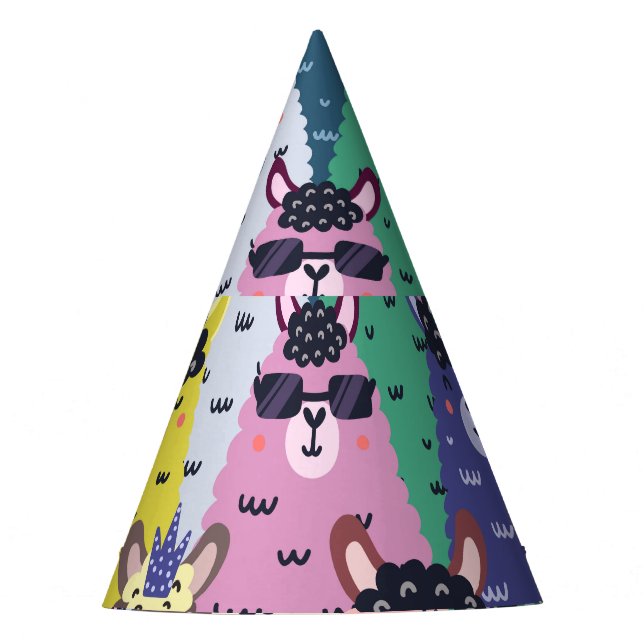 Colourful Llamas Childish Seamless Background Party Hat (Front)