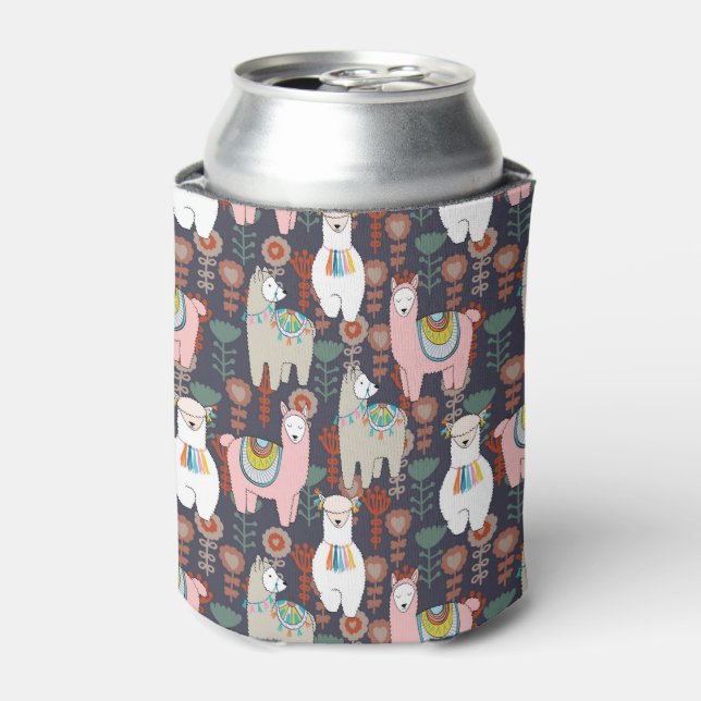 Colourful Llamas Pattern Can Cooler (Can Front)