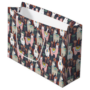 Colourful Llamas Pattern Large Gift Bag