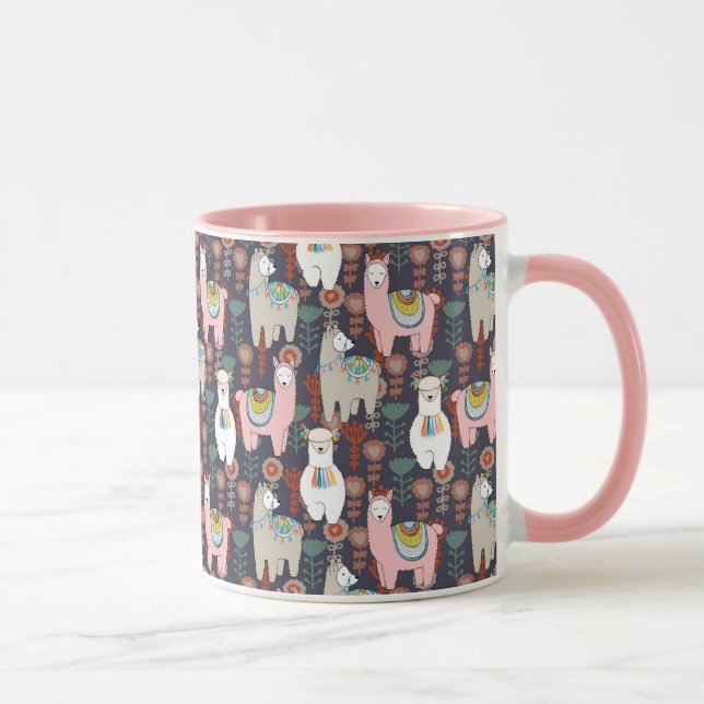 Colourful Llamas Pattern Mug (Right)