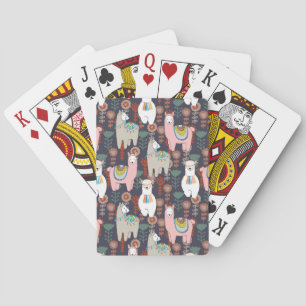 Colourful Llamas Pattern Playing Cards