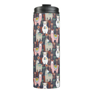 Colourful Llamas Pattern Thermal Tumbler