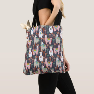 Colourful Llamas Pattern Tote Bag