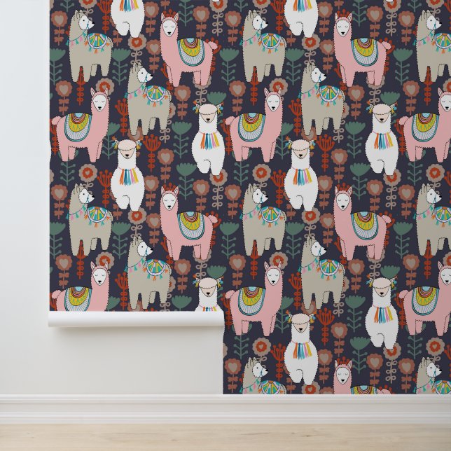 Colourful Llamas Pattern Wallpaper (Application)